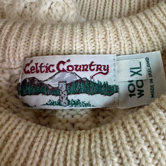 Vintage Celtic Country Made in Ireland 100% Wool Mens XL Irish Knit Sweater - Picture 7 of 8